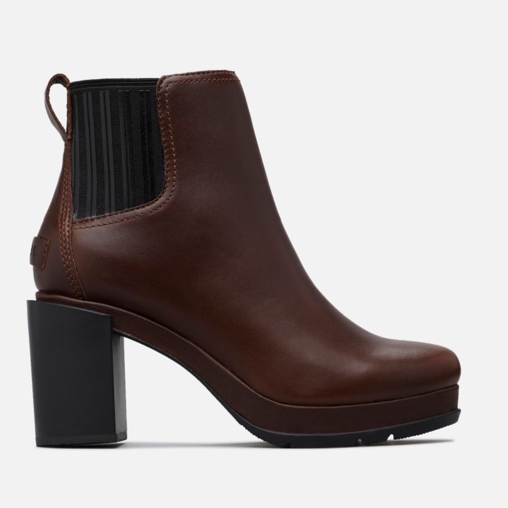 NEW • Sorel • Margo Heeled Chelsea Boots Brown - Picture 3 of 8